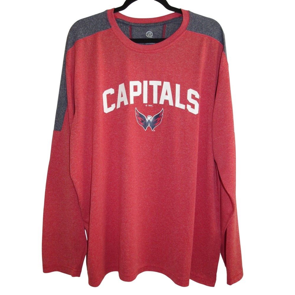 NHL Washington Capitals Mens 2XL Red Long Sleeve Graphic T-Shirt Logo